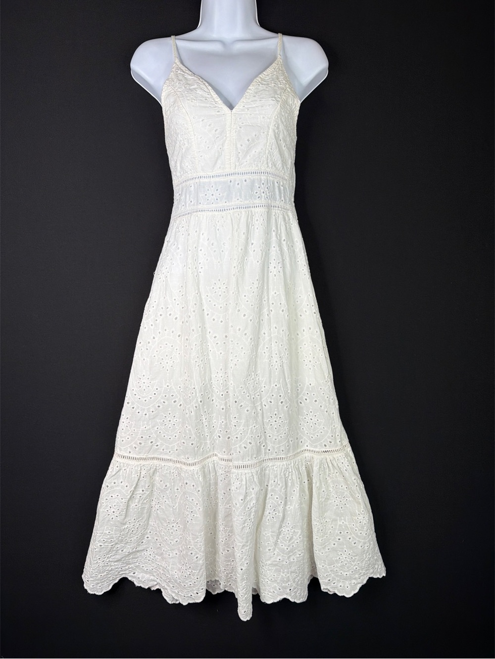 White Eyelet Maxi Dress with Spaghetti Straps